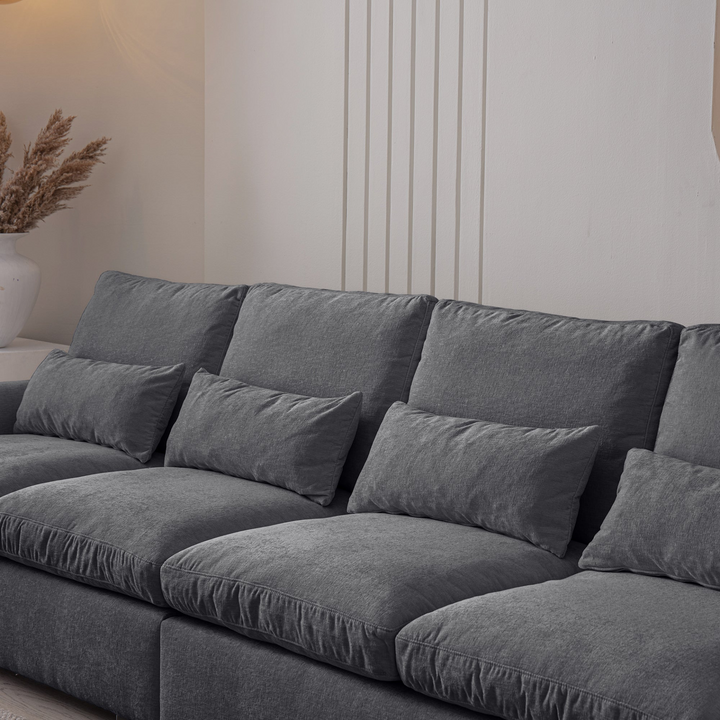 Buy farmhouse furniture Modern Modular L-Shaped Chenille Sofa Couch with Reversible Ottoman and Storage - Modern Cottage Farmhouse Furniture