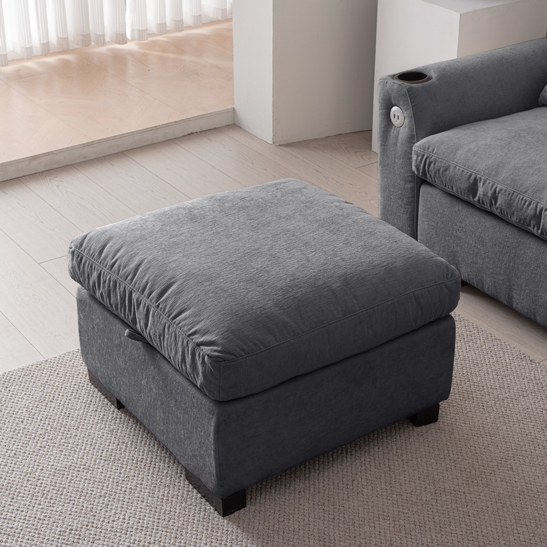 Buy farmhouse furniture Modern Modular L-Shaped Chenille Sofa Couch with Reversible Ottoman and Storage - Modern Cottage Farmhouse Furniture