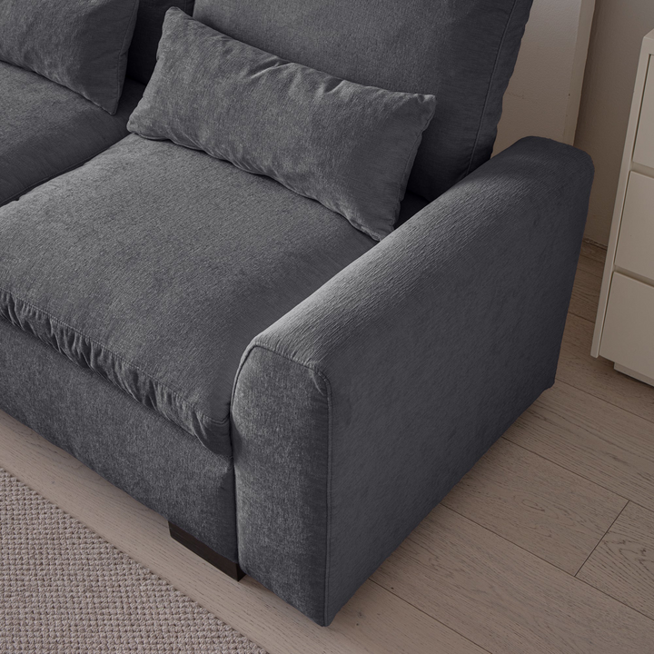 Buy farmhouse furniture Modern Modular L-Shaped Chenille Sofa Couch with Reversible Ottoman and Storage - Modern Cottage Farmhouse Furniture