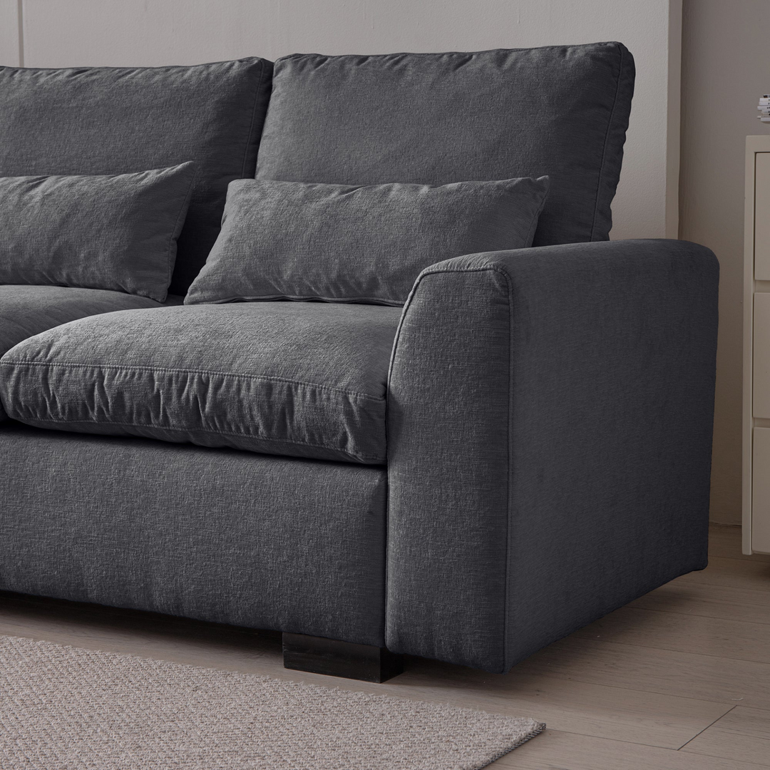 Buy farmhouse furniture Modern Modular L-Shaped Chenille Sofa Couch with Reversible Ottoman and Storage - Modern Cottage Farmhouse Furniture