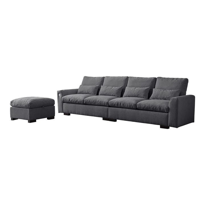 Buy farmhouse furniture Modern Modular L-Shaped Chenille Sofa Couch with Reversible Ottoman and Storage - Modern Cottage Farmhouse Furniture