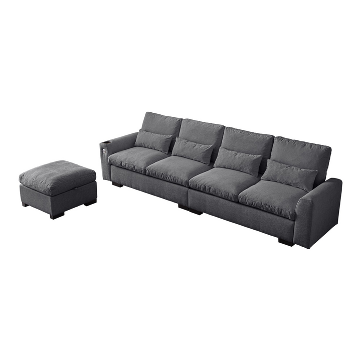 Buy farmhouse furniture Modern Modular L-Shaped Chenille Sofa Couch with Reversible Ottoman and Storage - Modern Cottage Farmhouse Furniture