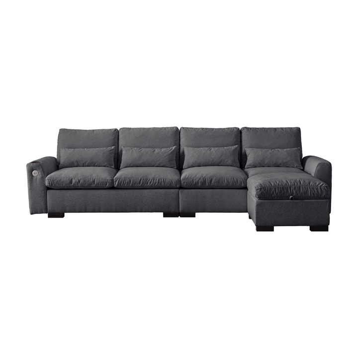 Buy farmhouse furniture Modern Modular L-Shaped Chenille Sofa Couch with Reversible Ottoman and Storage - Modern Cottage Farmhouse Furniture