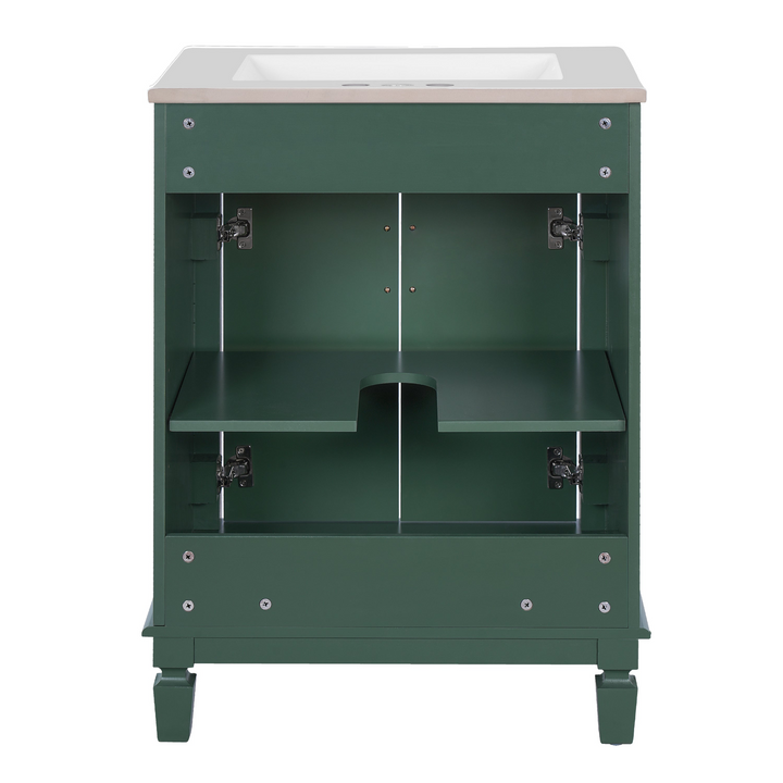 Buy farmhouse furniture Modern Bathroom Vanity with Integrated Sink, Soft-Closing Storage Cabinet - Durable Wood &amp; MDF - Easy-to-Clean Ceramic Basin - Adjustable Shelf - 24" - Modern Cottage Farmhouse Furniture