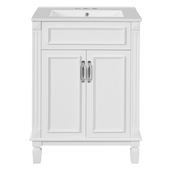 Buy farmhouse furniture Modern Bathroom Vanity with Integrated Sink, Soft-Closing Storage Cabinet - Durable Wood &amp; MDF - Easy-to-Clean Ceramic Basin - Adjustable Shelf - 24" - Modern Cottage Farmhouse Furniture