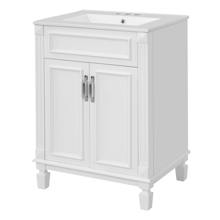 Buy farmhouse furniture Modern Bathroom Vanity with Integrated Sink, Soft-Closing Storage Cabinet - Durable Wood &amp; MDF - Easy-to-Clean Ceramic Basin - Adjustable Shelf - 24" - Modern Cottage Farmhouse Furniture
