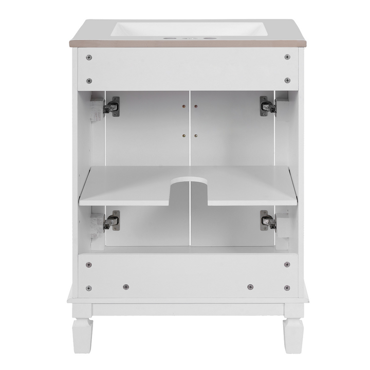 Buy farmhouse furniture Modern Bathroom Vanity with Integrated Sink, Soft-Closing Storage Cabinet - Durable Wood &amp; MDF - Easy-to-Clean Ceramic Basin - Adjustable Shelf - 24" - Modern Cottage Farmhouse Furniture