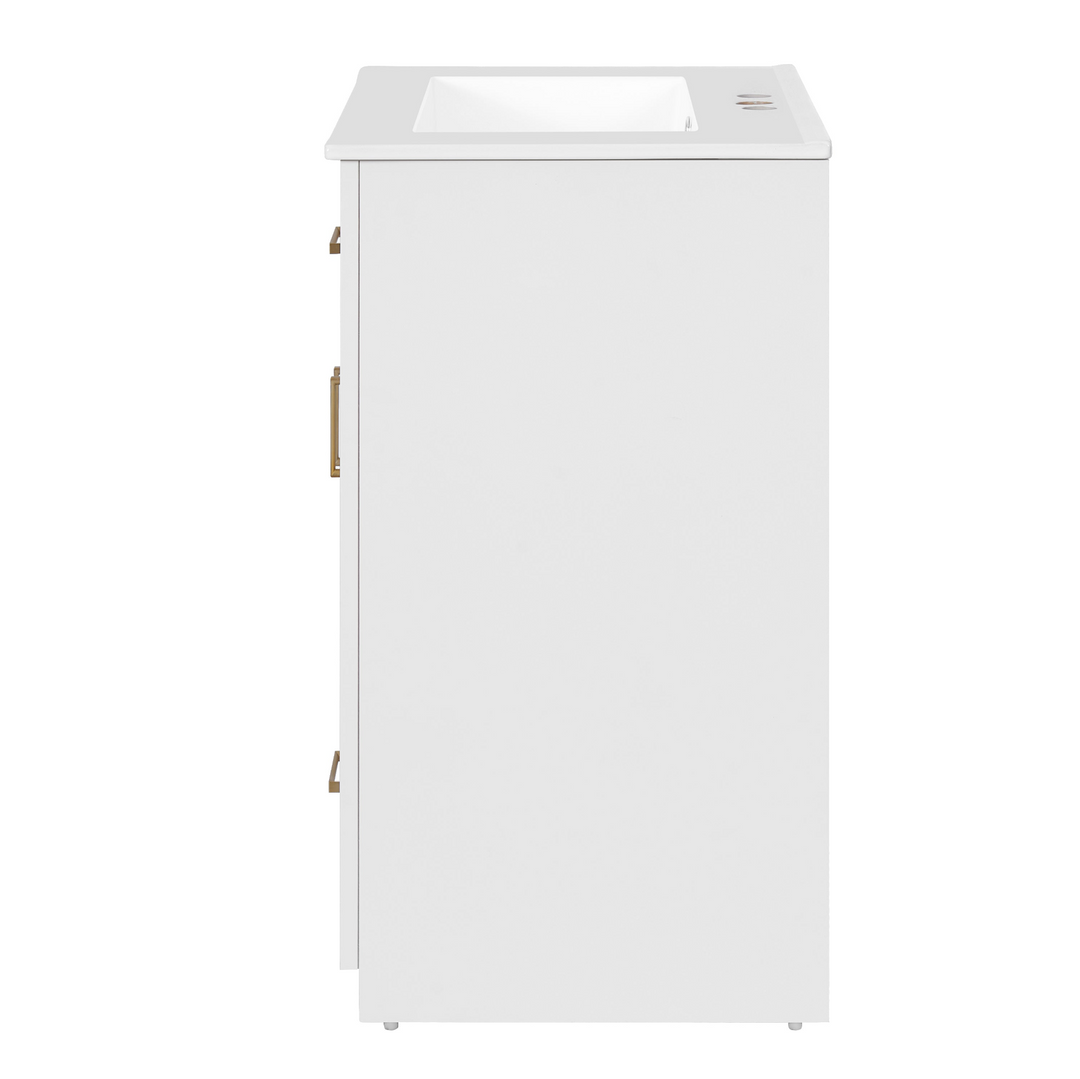 Buy farmhouse furniture Modern Bathroom Vanity with Integrated Ceramic Sink, Double Door Cabinet &amp; Tip-Out Drawer – Space-Saving Design for Small to Medium Bathrooms - Modern Cottage Farmhouse Furniture