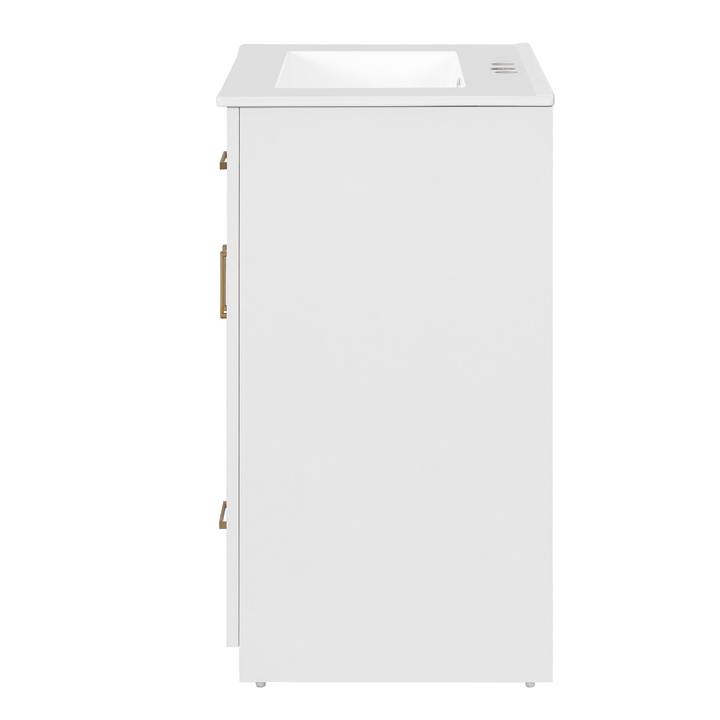 Buy farmhouse furniture Modern Bathroom Vanity with Integrated Ceramic Sink, Double Door Cabinet &amp; Tip-Out Drawer – Space-Saving Design for Small to Medium Bathrooms - Modern Cottage Farmhouse Furniture