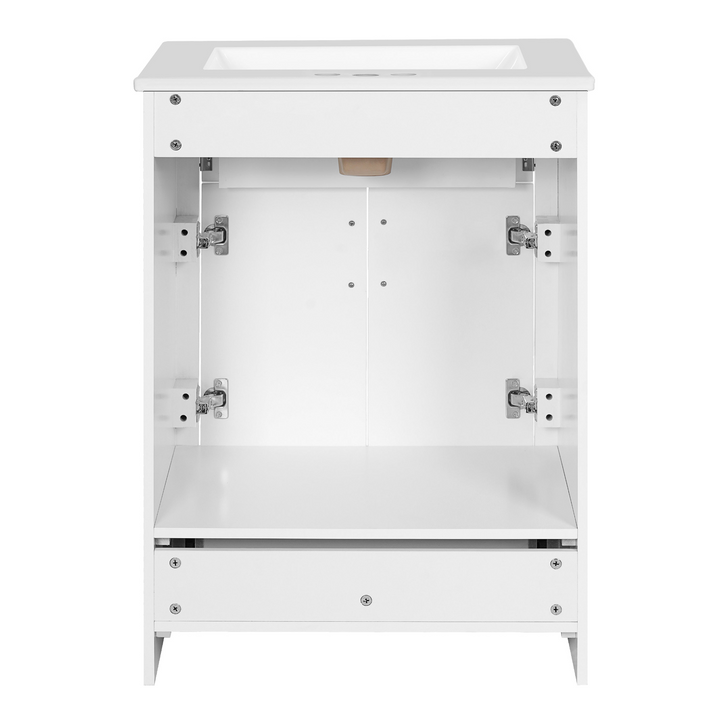 Buy farmhouse furniture Modern Bathroom Vanity with Integrated Ceramic Sink, Double Door Cabinet &amp; Tip-Out Drawer – Space-Saving Design for Small to Medium Bathrooms - Modern Cottage Farmhouse Furniture