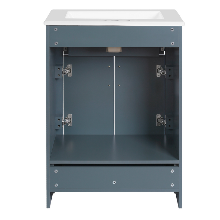 Buy farmhouse furniture Modern Bathroom Vanity with Integrated Ceramic Sink, Double Door Cabinet &amp; Tip-Out Drawer – Space-Saving Design for Small to Medium Bathrooms - Modern Cottage Farmhouse Furniture