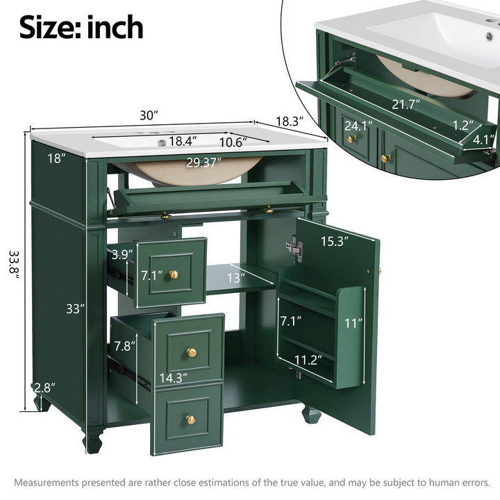 Buy farmhouse furniture Farmhouse Bathroom Vanity | Ceramic Sink Basin, Soft-Close Doors &amp; Storage Cabinet - Modern Cottage Farmhouse Furniture