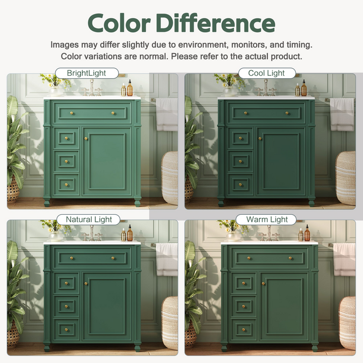 Buy farmhouse furniture Farmhouse Bathroom Vanity | Ceramic Sink Basin, Soft-Close Doors &amp; Storage Cabinet - Modern Cottage Farmhouse Furniture