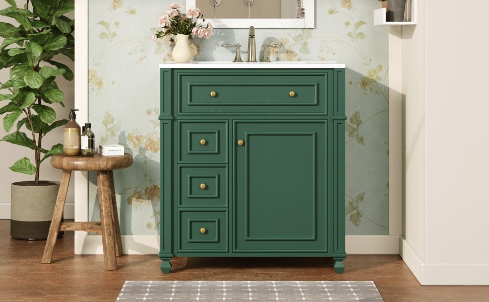 Buy farmhouse furniture Farmhouse Bathroom Vanity | Ceramic Sink Basin, Soft-Close Doors &amp; Storage Cabinet - Modern Cottage Farmhouse Furniture