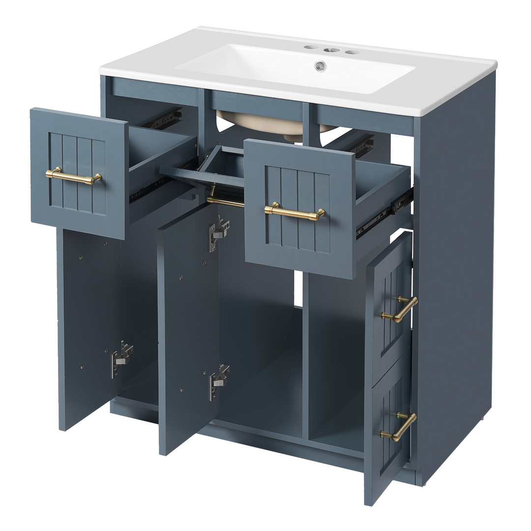 Buy farmhouse furniture Modern Bathroom Vanity Cabinet with Ceramic Sink, Drawers &amp; Storage for Bathroom Organization - Modern Cottage Farmhouse Furniture