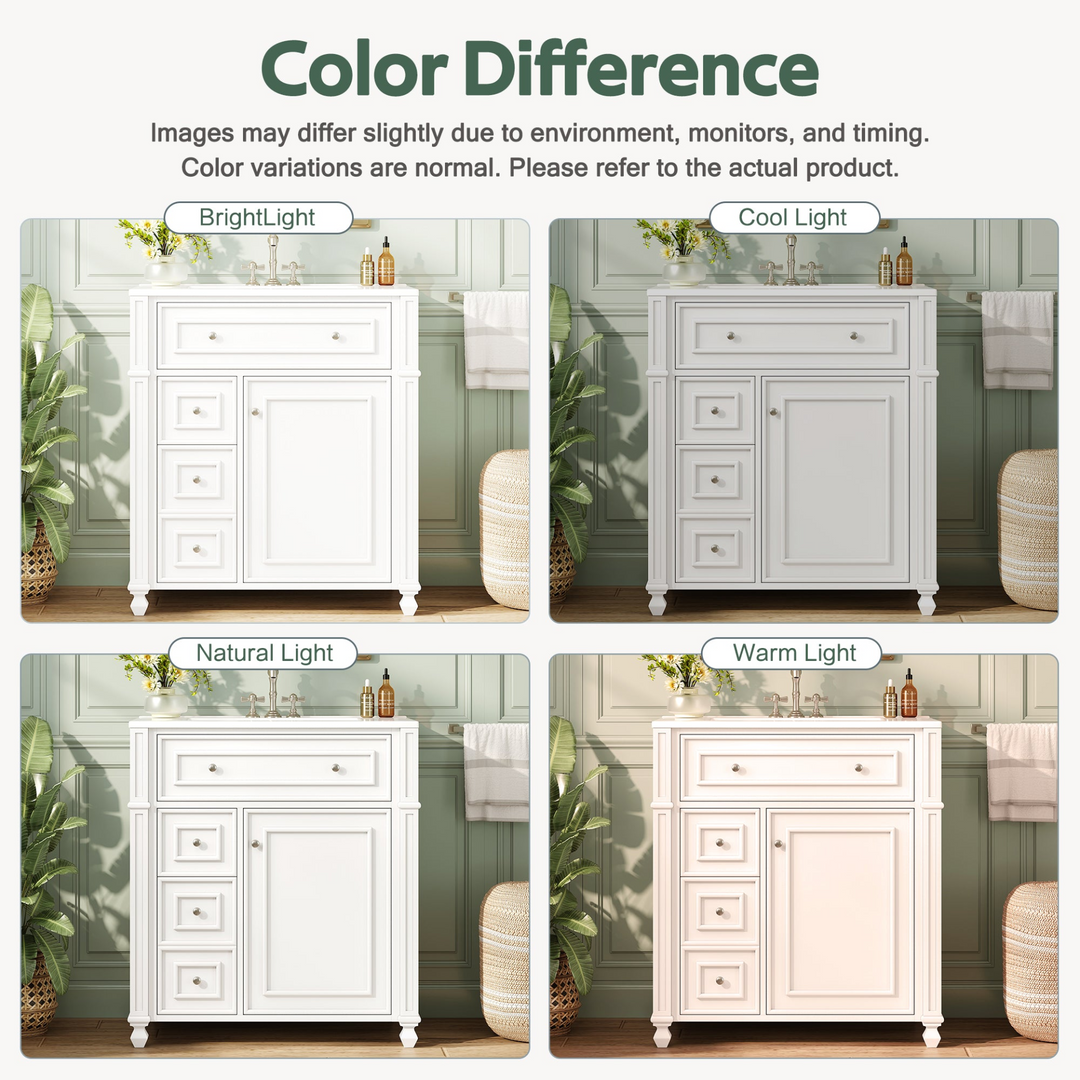 Buy farmhouse furniture Farmhouse Bathroom Vanity | Ceramic Sink Basin, Soft-Close Doors &amp; Storage Cabinet - Modern Cottage Farmhouse Furniture