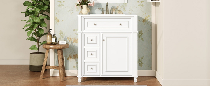 Buy farmhouse furniture Farmhouse Bathroom Vanity | Ceramic Sink Basin, Soft-Close Doors &amp; Storage Cabinet - Modern Cottage Farmhouse Furniture