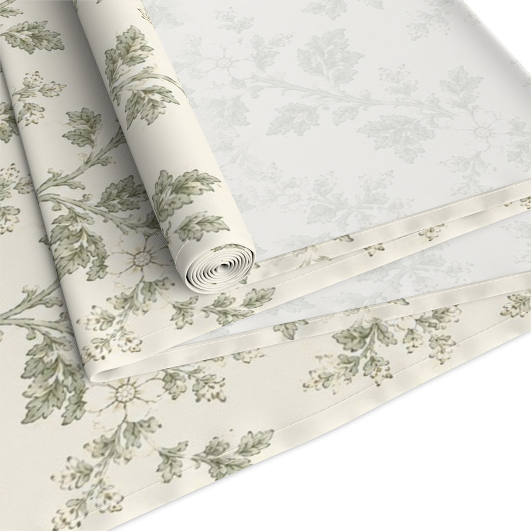 Buy farmhouse furniture Sage &amp; Cream Cotton-Poly Table Runner — Sage Green Floral Dining - Modern Cottage Farmhouse Furniture