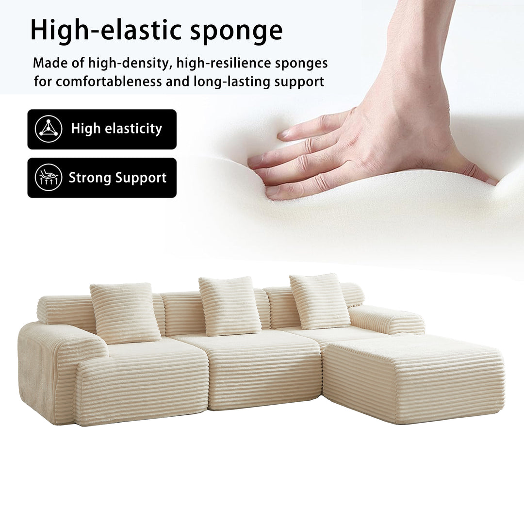 Buy farmhouse furniture Best Farmhouse Modular Sofa | 114-inch Cottage Farmhouse Corduroy Boneless Couch - Modern Cottage Farmhouse Furniture