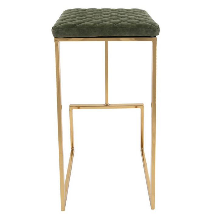 Buy farmhouse furniture The Portofino Olive Green Tuscan Leather &amp; Gold Bar Stools – Set of 2 - Modern Cottage Farmhouse Furniture