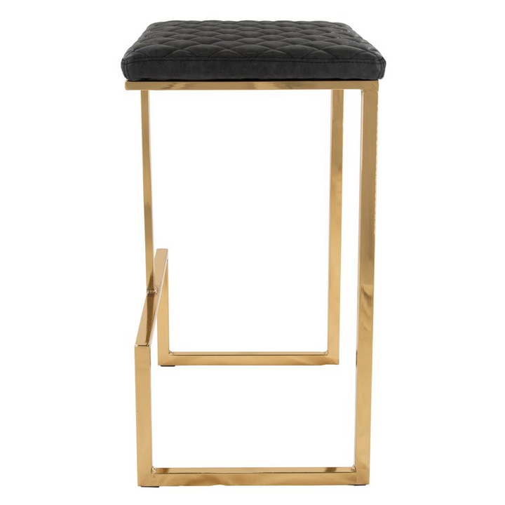 Buy farmhouse furniture The Portofino Black Tuscan Leather &amp; Gold Bar Stools – Set of 2 - Modern Cottage Farmhouse Furniture