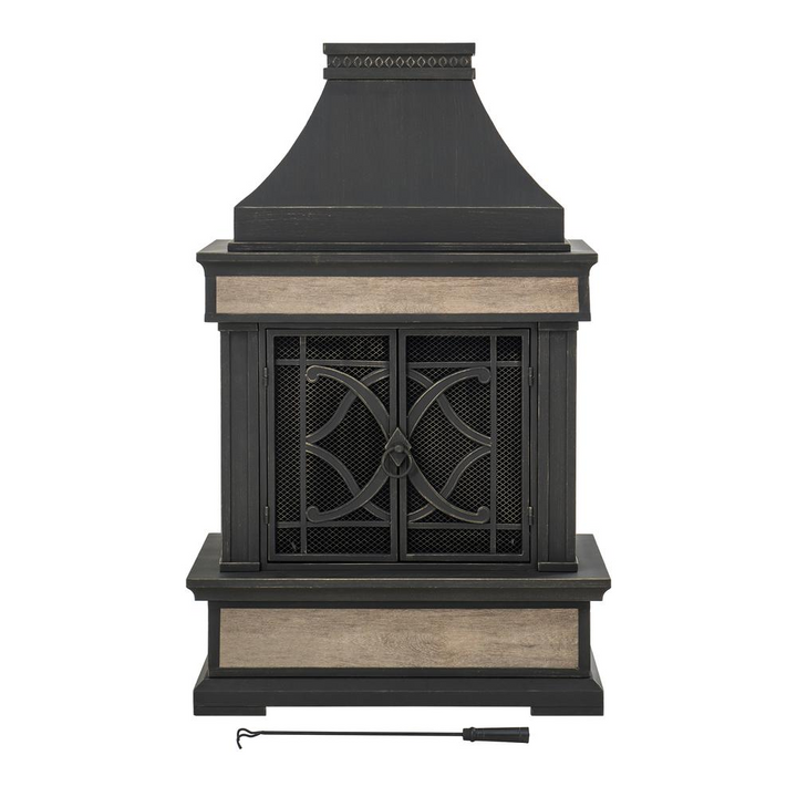 Buy farmhouse furniture Sunjoy Heirloom Slate Wood Burning Fireplace - Black - Modern Cottage Farmhouse Furniture