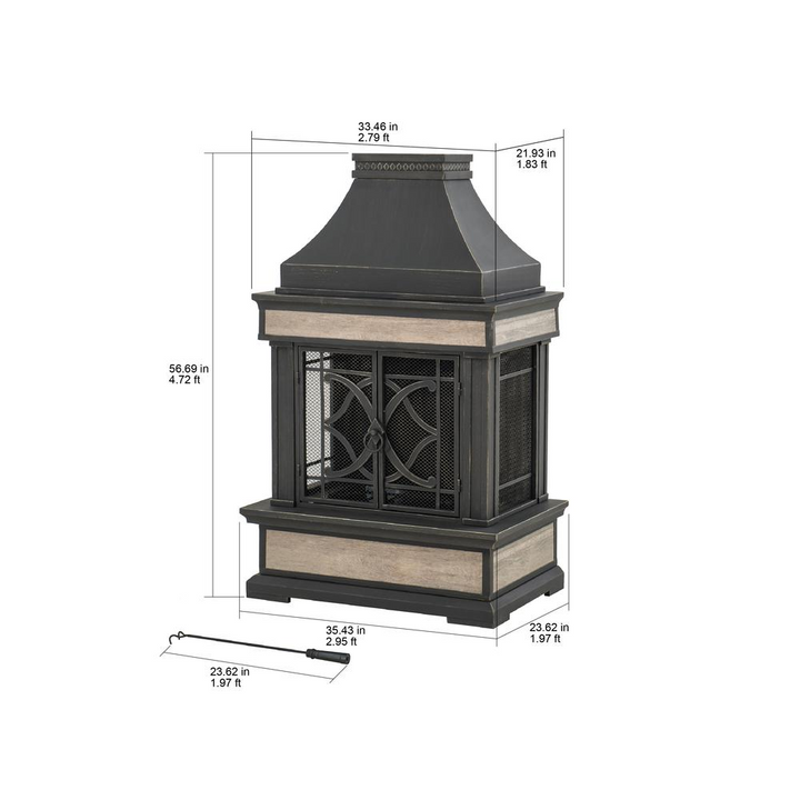 Buy farmhouse furniture Sunjoy Heirloom Slate Wood Burning Fireplace - Black - Modern Cottage Farmhouse Furniture