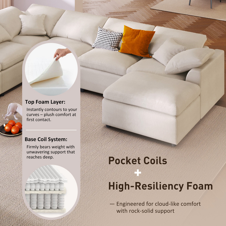 Buy farmhouse furniture Extra Large 7-Seater Modular Sectional Sofa with L-Shape Design - Modern Cottage Farmhouse Furniture