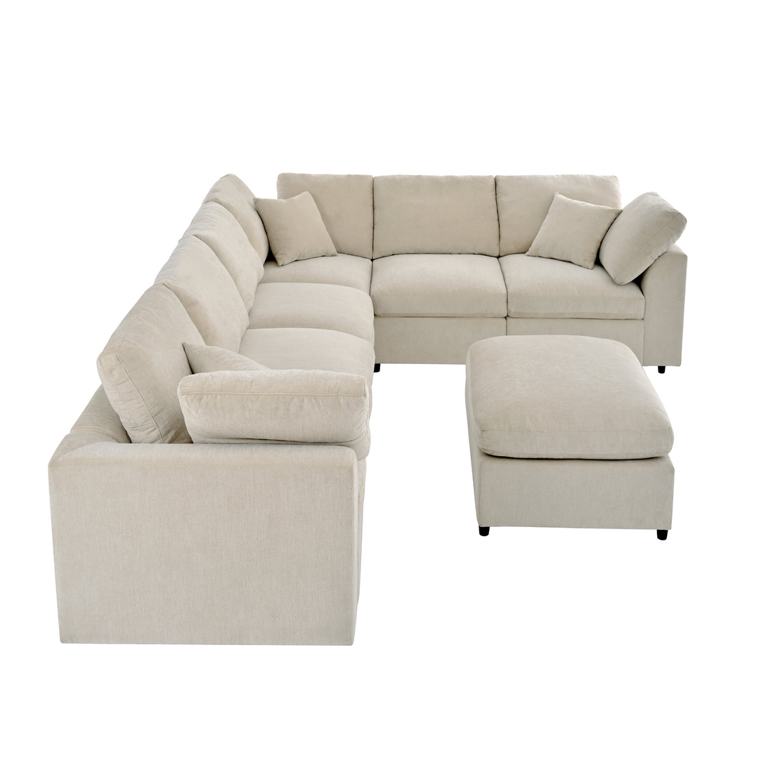 Buy farmhouse furniture Extra Large 7-Seater Modular Sectional Sofa with L-Shape Design - Modern Cottage Farmhouse Furniture