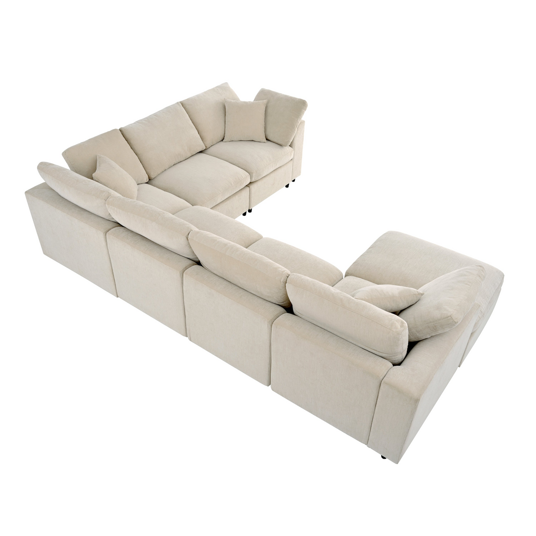 Buy farmhouse furniture Extra Large 7-Seater Modular Sectional Sofa with L-Shape Design - Modern Cottage Farmhouse Furniture
