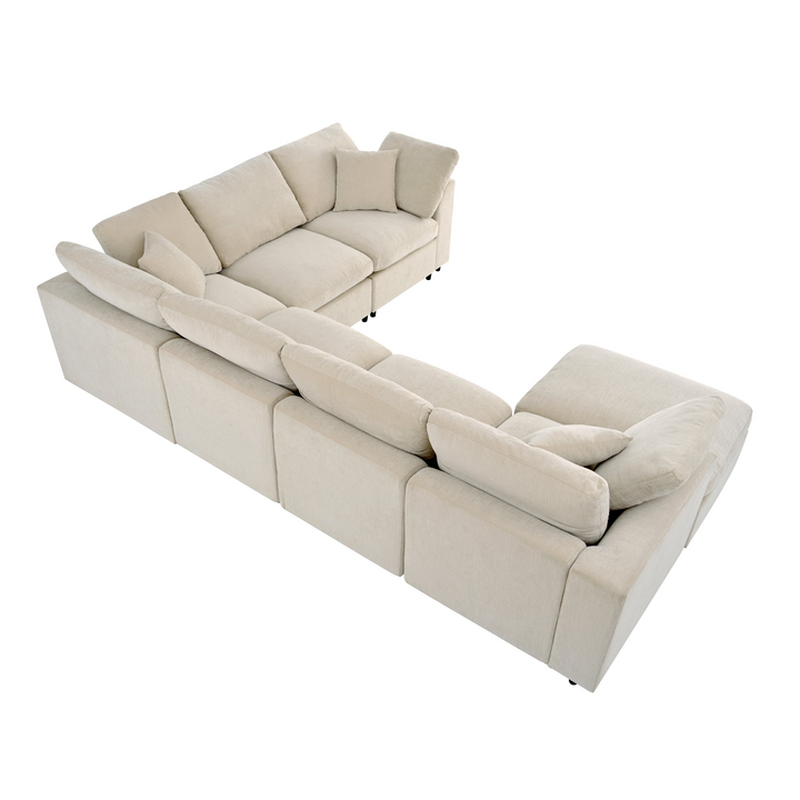 Buy farmhouse furniture Extra Large 7-Seater Modular Sectional Sofa with L-Shape Design - Modern Cottage Farmhouse Furniture