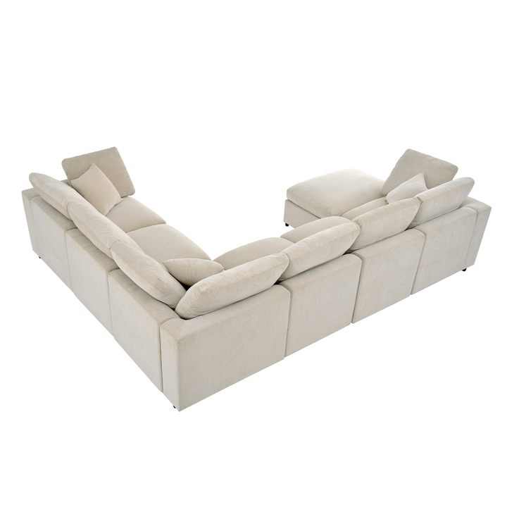 Buy farmhouse furniture Extra Large 7-Seater Modular Sectional Sofa with L-Shape Design - Modern Cottage Farmhouse Furniture