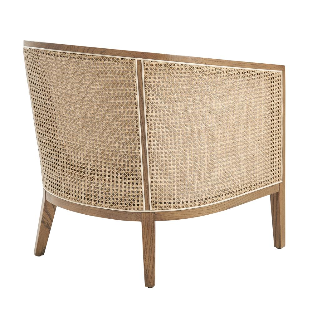 Buy farmhouse furniture Tillman Linen Accent Arm Chair w/ Rattan - Modern Cottage Farmhouse Furniture