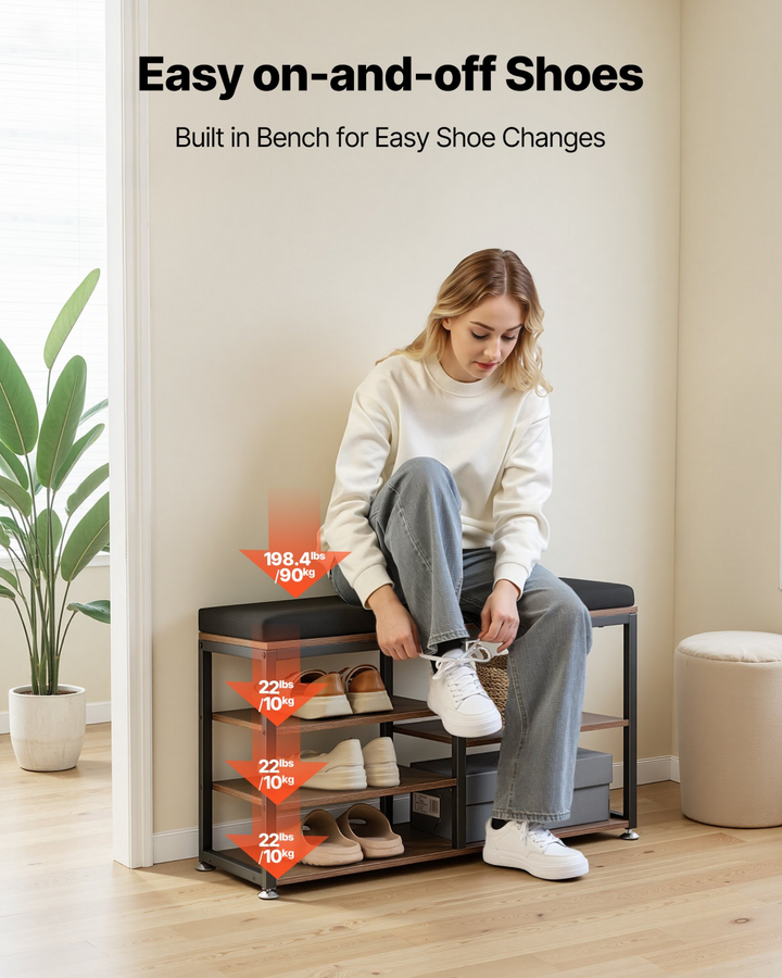 Buy farmhouse furniture Farmhouse 3-in-1 Shoe Coat Rack Combo Set with Hooks and Bookshelf - Modern Cottage Farmhouse Furniture