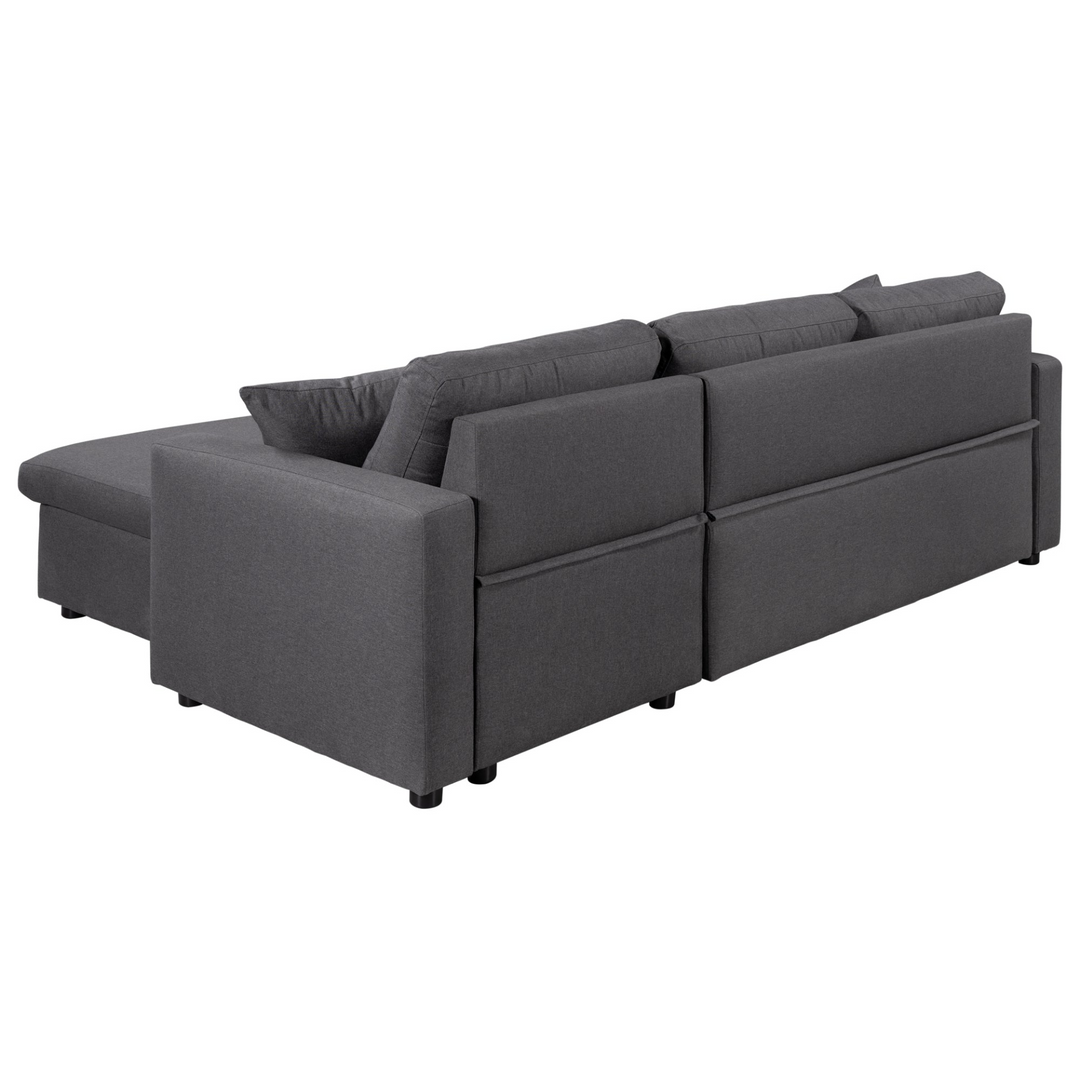 Buy farmhouse furniture Le Céleste | Upholstery Sleeper Sectional Sofa Grey with Storage Space, 2 Tossing Cushions - Modern Cottage Farmhouse Furniture