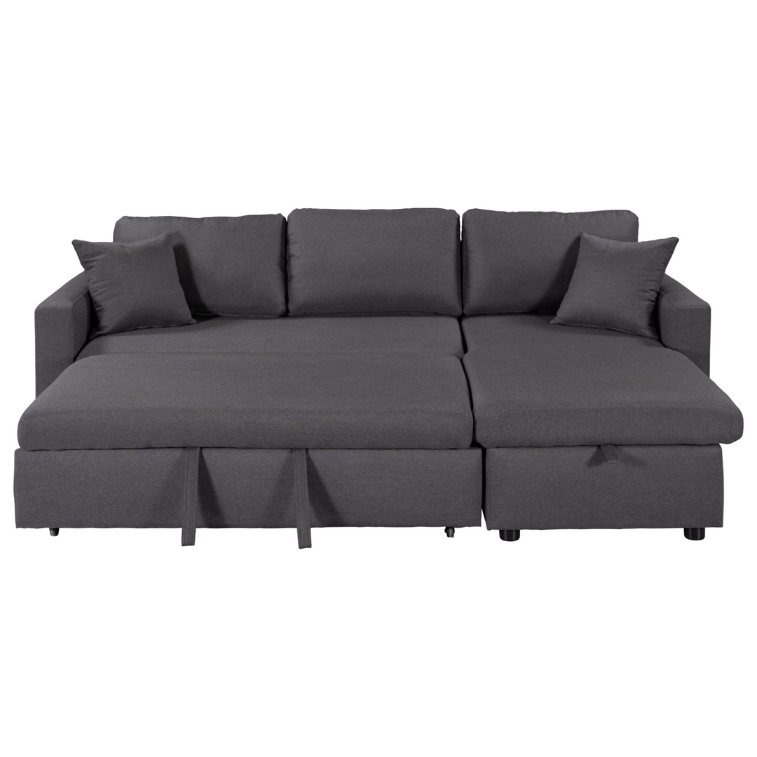 Buy farmhouse furniture Le Céleste | Upholstery Sleeper Sectional Sofa Grey with Storage Space, 2 Tossing Cushions - Modern Cottage Farmhouse Furniture