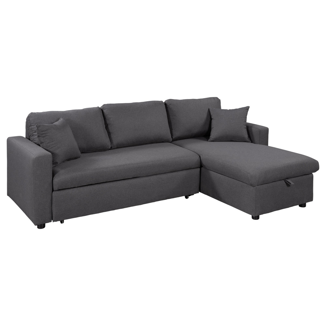 Buy farmhouse furniture Le Céleste | Upholstery Sleeper Sectional Sofa Grey with Storage Space, 2 Tossing Cushions - Modern Cottage Farmhouse Furniture