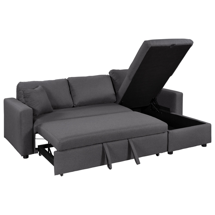 Buy farmhouse furniture Le Céleste | Upholstery Sleeper Sectional Sofa Grey with Storage Space, 2 Tossing Cushions - Modern Cottage Farmhouse Furniture
