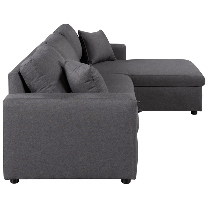 Buy farmhouse furniture Le Céleste | Upholstery Sleeper Sectional Sofa Grey with Storage Space, 2 Tossing Cushions - Modern Cottage Farmhouse Furniture