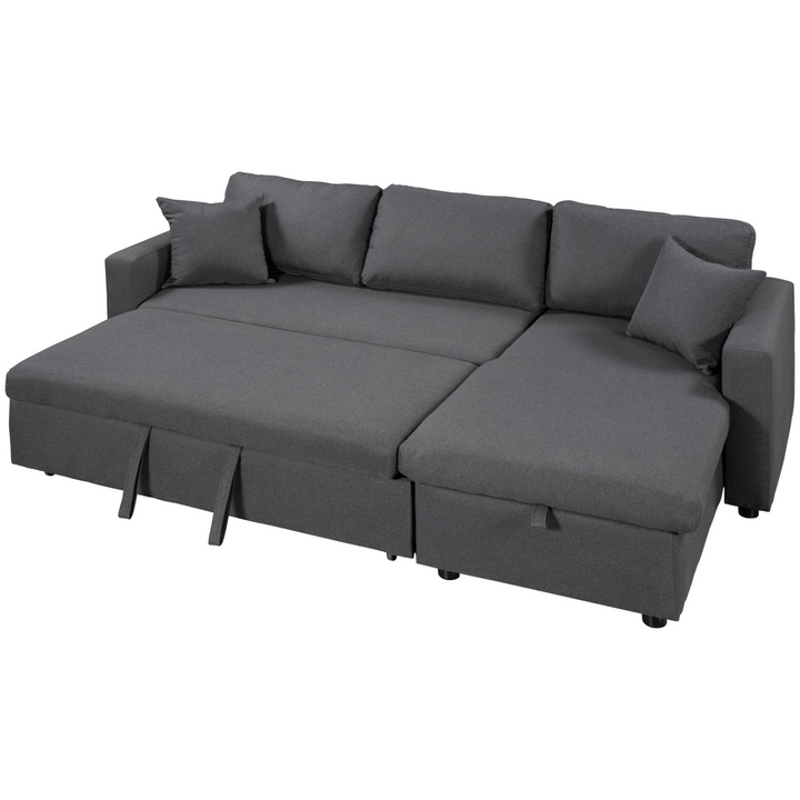 Buy farmhouse furniture Le Céleste | Upholstery Sleeper Sectional Sofa Grey with Storage Space, 2 Tossing Cushions - Modern Cottage Farmhouse Furniture