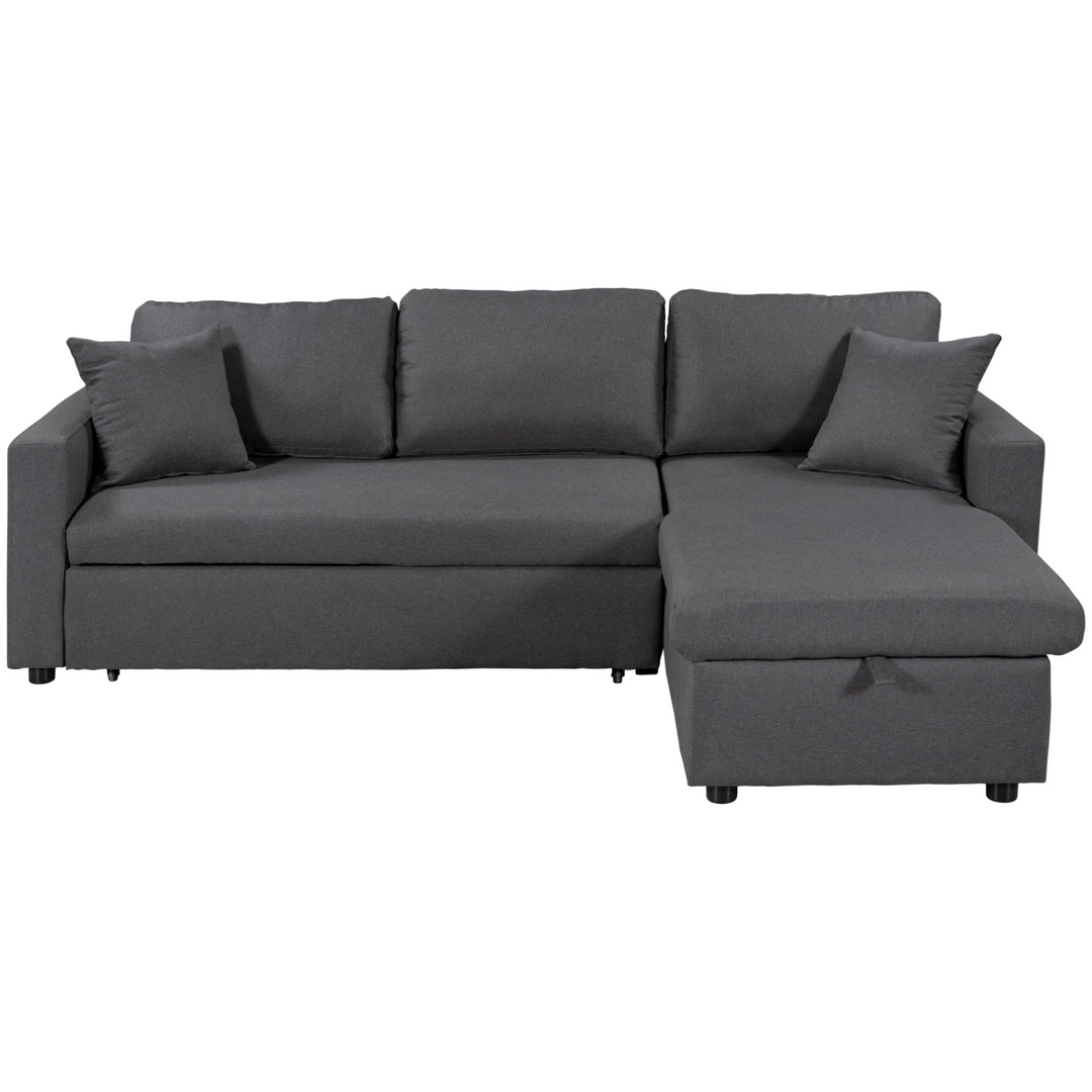 Buy farmhouse furniture Le Céleste | Upholstery Sleeper Sectional Sofa Grey with Storage Space, 2 Tossing Cushions - Modern Cottage Farmhouse Furniture