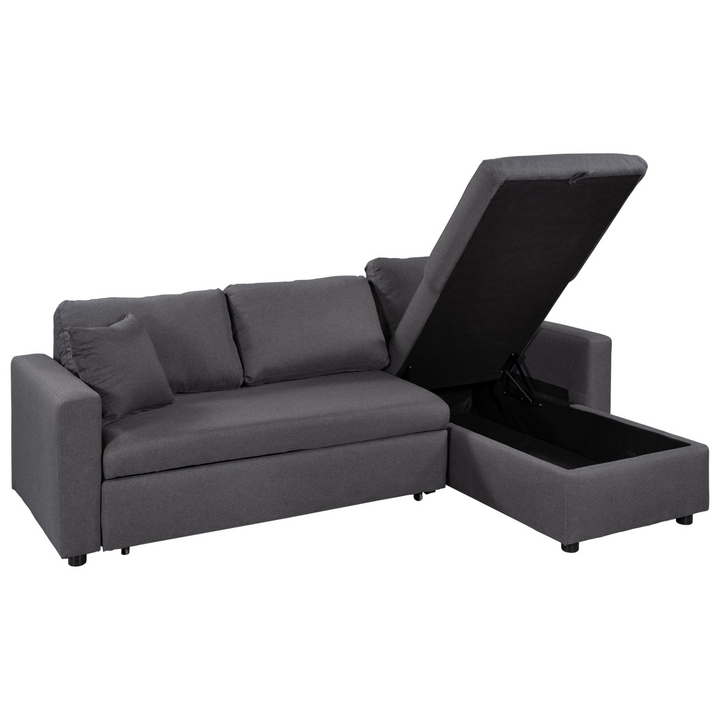 Buy farmhouse furniture Le Céleste | Upholstery Sleeper Sectional Sofa Grey with Storage Space, 2 Tossing Cushions - Modern Cottage Farmhouse Furniture