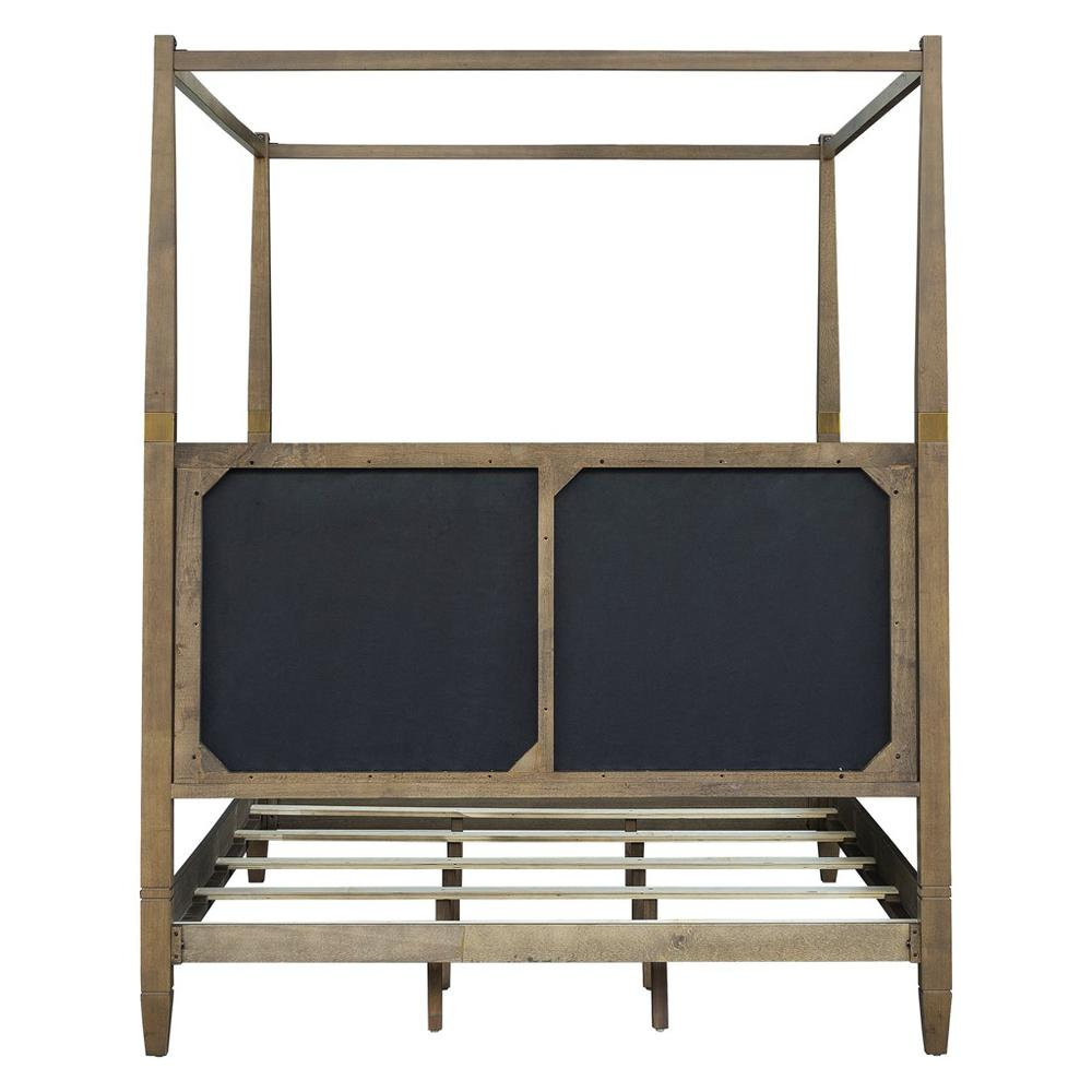 Buy farmhouse furniture Amber Farmhouse Queen Canopy Bed | Solid Wood with Upholstered Headboard &amp; Gold Accents - Modern Cottage Farmhouse Furniture