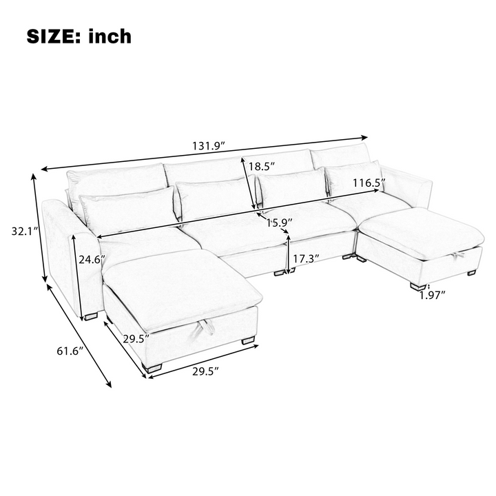 Buy farmhouse furniture Bluebell Cottage • Blue U-shaped American Farmhouse Style Sofa Couch Sectional Daybed - Modern Cottage Farmhouse Furniture