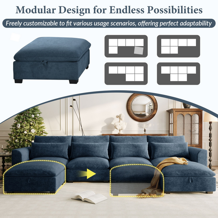 Buy farmhouse furniture Bluebell Cottage • Blue U-shaped American Farmhouse Style Sofa Couch Sectional Daybed - Modern Cottage Farmhouse Furniture