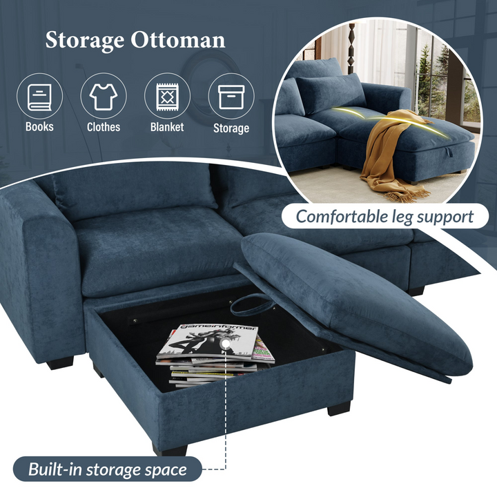 Buy farmhouse furniture Bluebell Cottage • Blue U-shaped American Farmhouse Style Sofa Couch Sectional Daybed - Modern Cottage Farmhouse Furniture