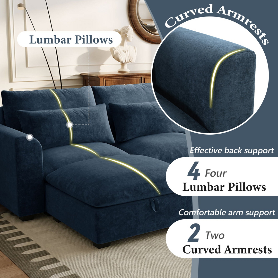Buy farmhouse furniture Bluebell Cottage • Blue U-shaped American Farmhouse Style Sofa Couch Sectional Daybed - Modern Cottage Farmhouse Furniture