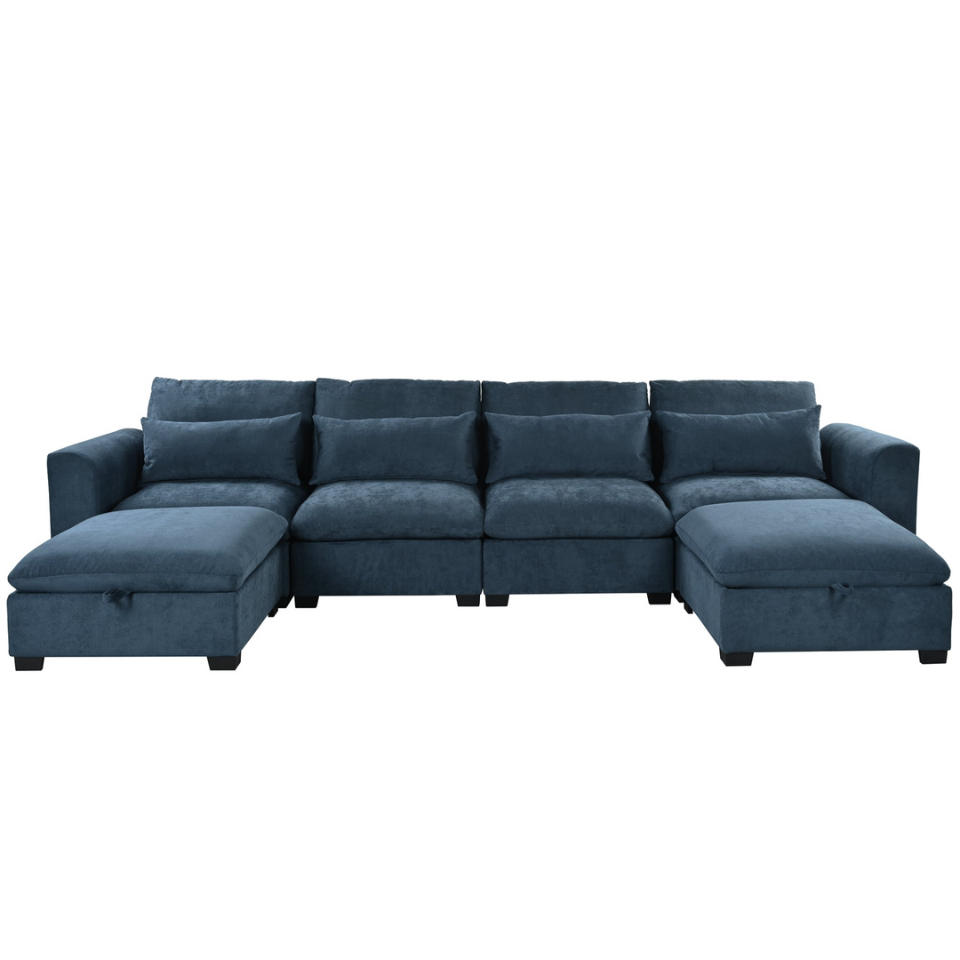 Buy farmhouse furniture Bluebell Cottage • Blue U-shaped American Farmhouse Style Sofa Couch Sectional Daybed - Modern Cottage Farmhouse Furniture