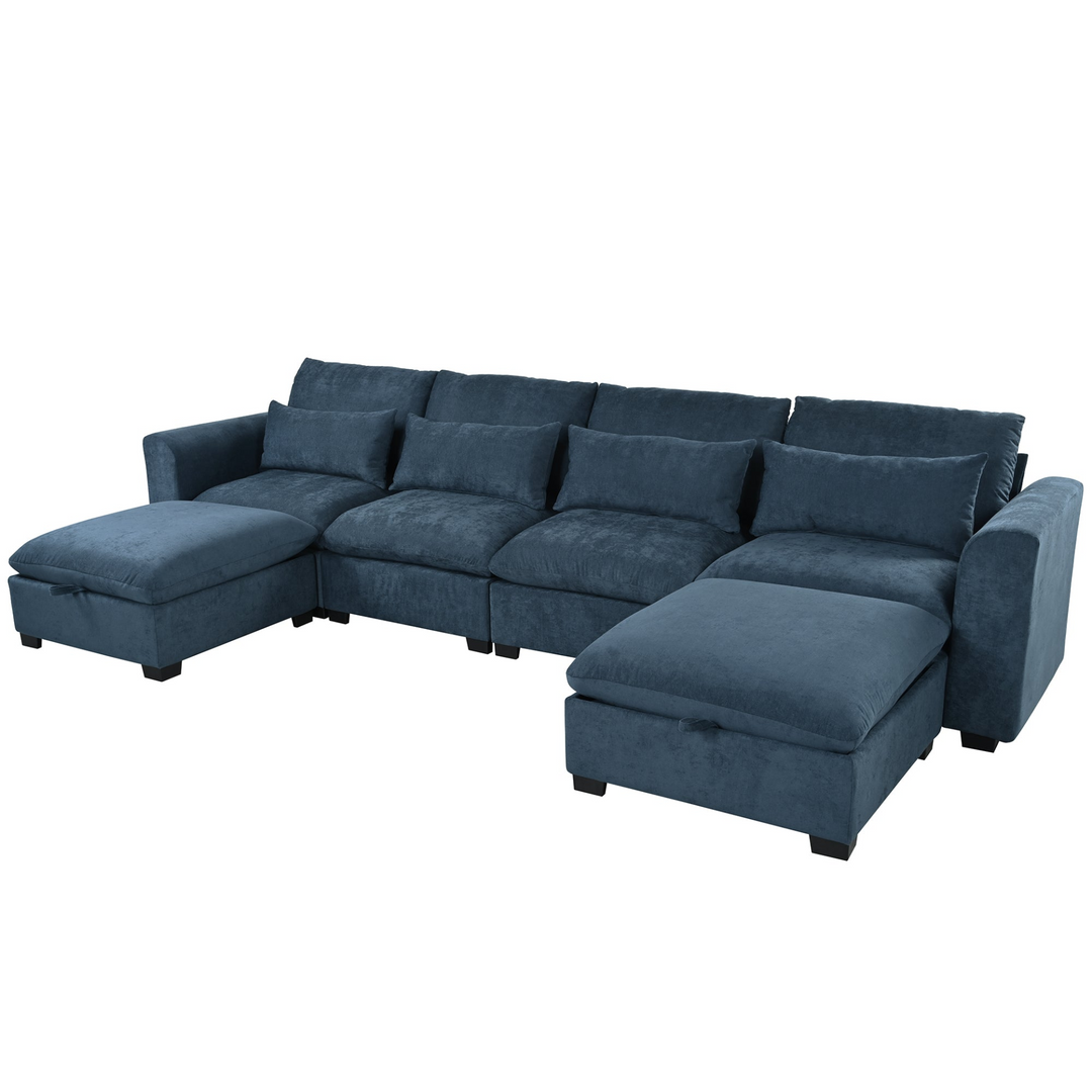 Buy farmhouse furniture Bluebell Cottage • Blue U-shaped American Farmhouse Style Sofa Couch Sectional Daybed - Modern Cottage Farmhouse Furniture