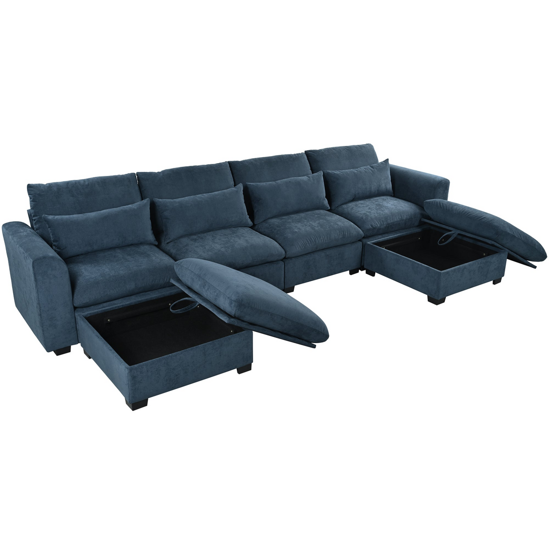 Buy farmhouse furniture Bluebell Cottage • Blue U-shaped American Farmhouse Style Sofa Couch Sectional Daybed - Modern Cottage Farmhouse Furniture